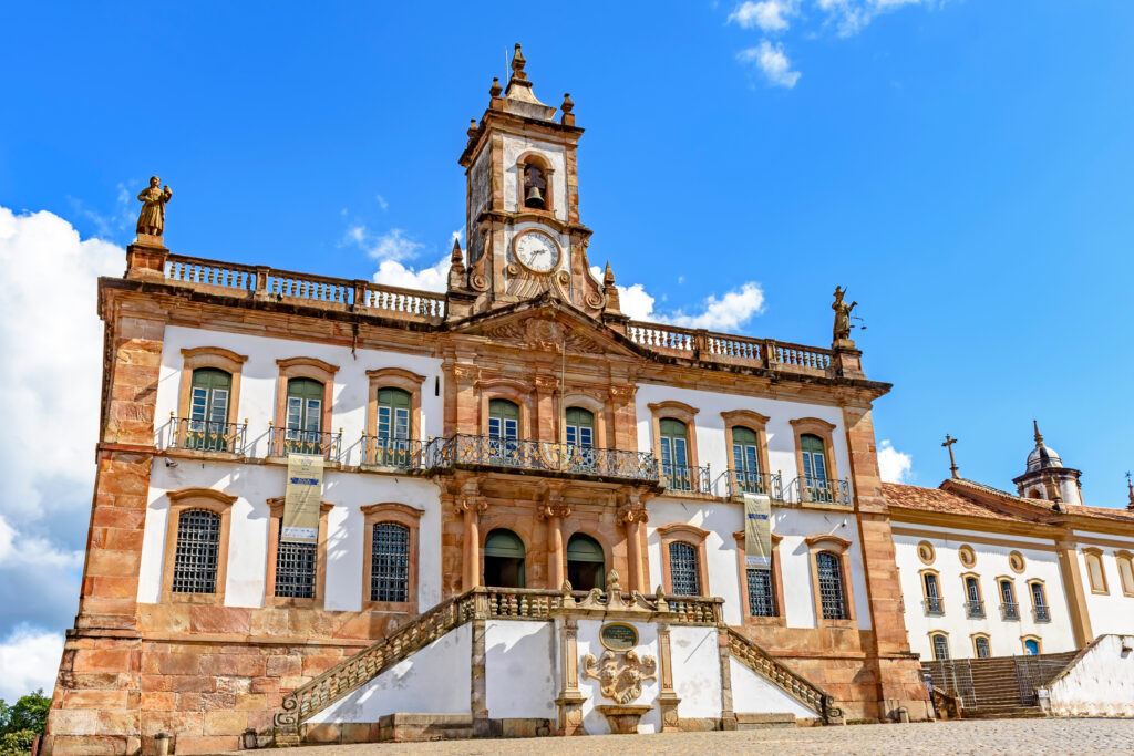 Old 18th century building in colonial architecture in Ouro Preto