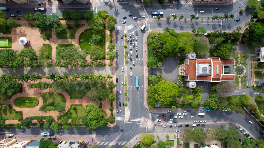 Downtown Belo Horizonte Minas Gerais Brazil. Aerial landscape of landmark historic centre of downtown Belo Horizonte state of Minas Gerais. Southeast Brazil.